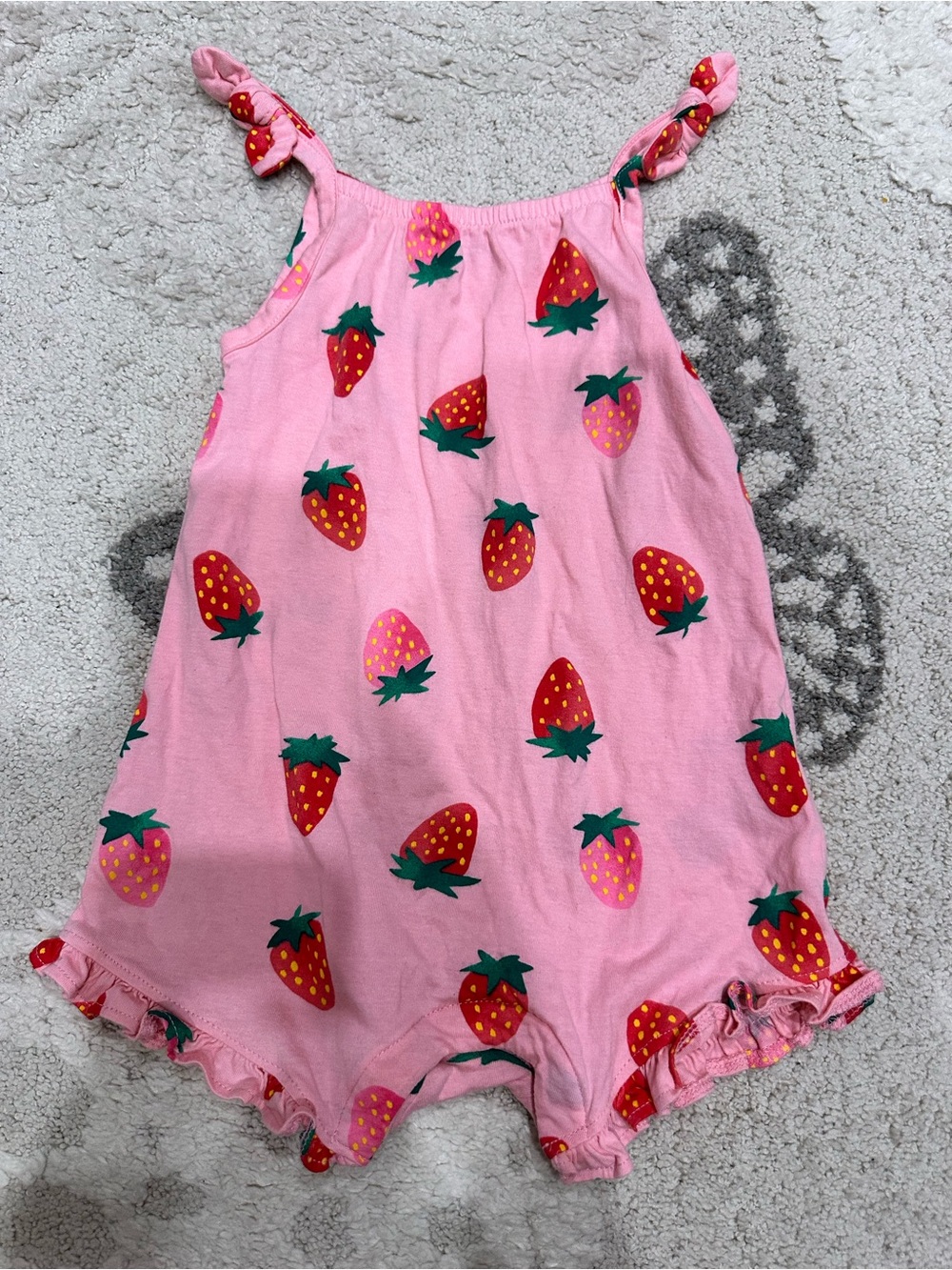 Old Navy Pink Strawberry-Print Knot Strap Romper 18-24 Months